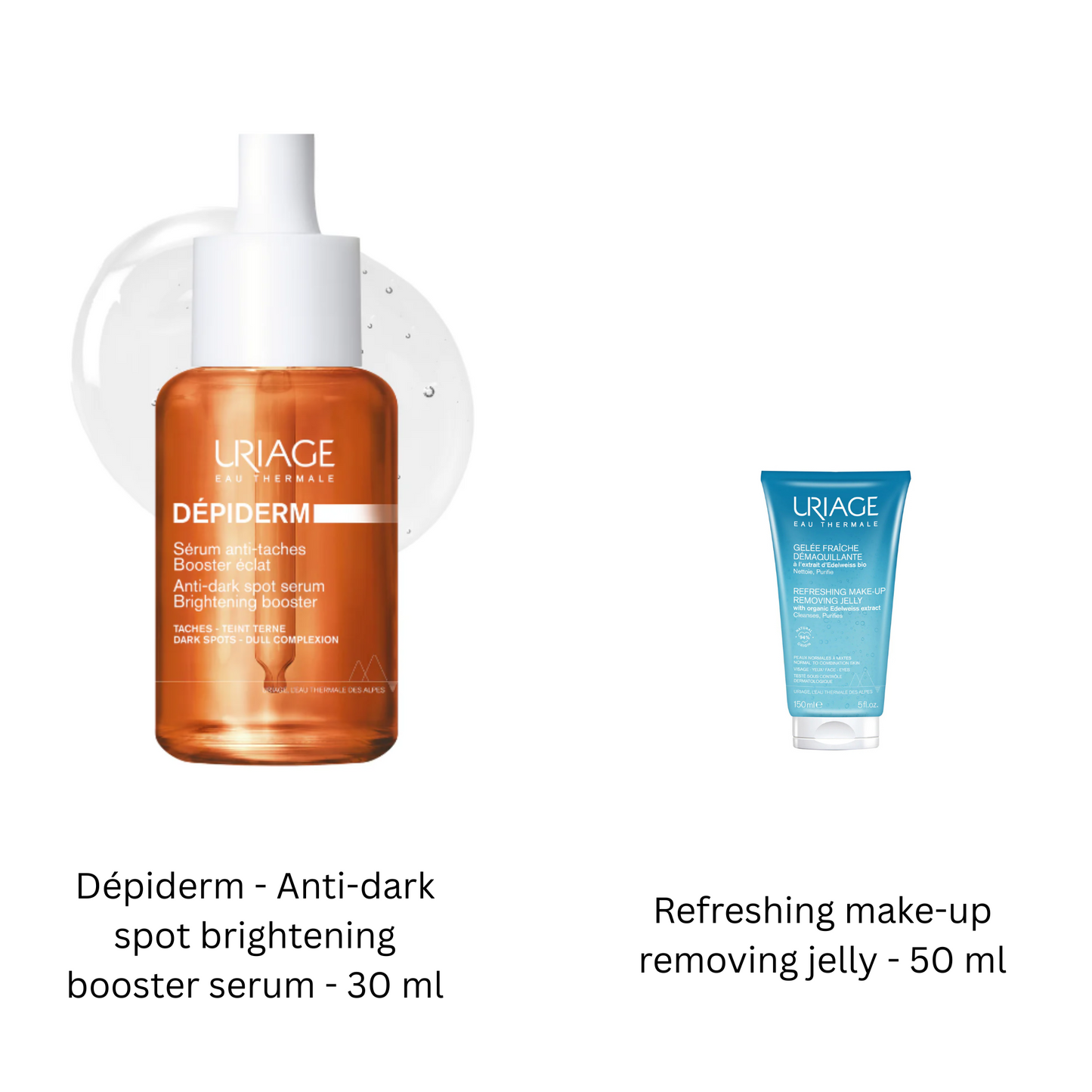 URIAGE Dépiderm - Anti-dark spot brightening booster serum - 30 ml + FREE Refreshing make-up removing jelly - 50 ml