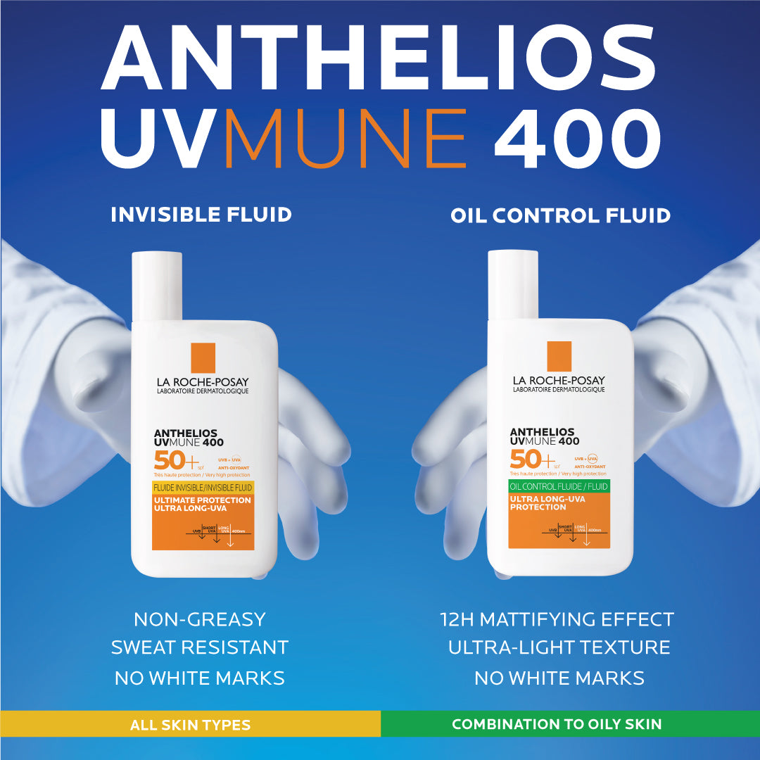 La Roche-Posay Anthelios UVMune 400 Oil Control Invisible Fluid Sunscreen SPF 50+ for Oily Skin 50ml