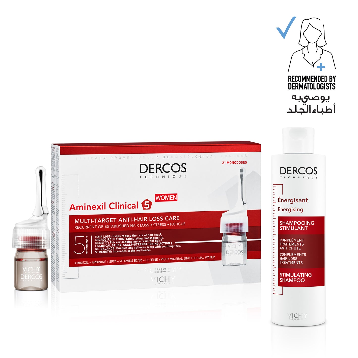 Vichy Dercos Aminexil Clinical 5 Anti-Hair Fall Treatment for Women x21 Doses 6ml