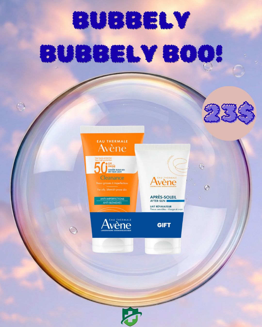BBB Avène Buy Avène Cleanance Sunscreen SPF 50+ Get Avène After Sun Repair Lotion travel size 50ml