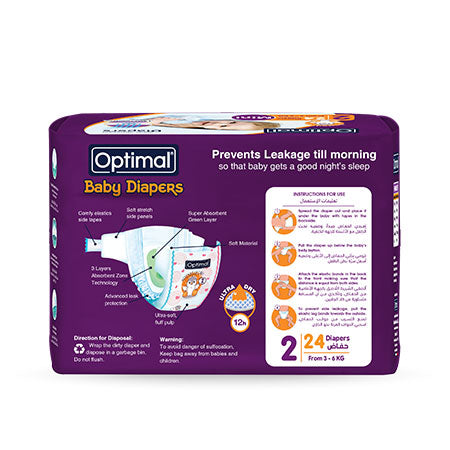 Optimal Baby Diapers 2 (3-6 Kg)-24 Pcs Mini