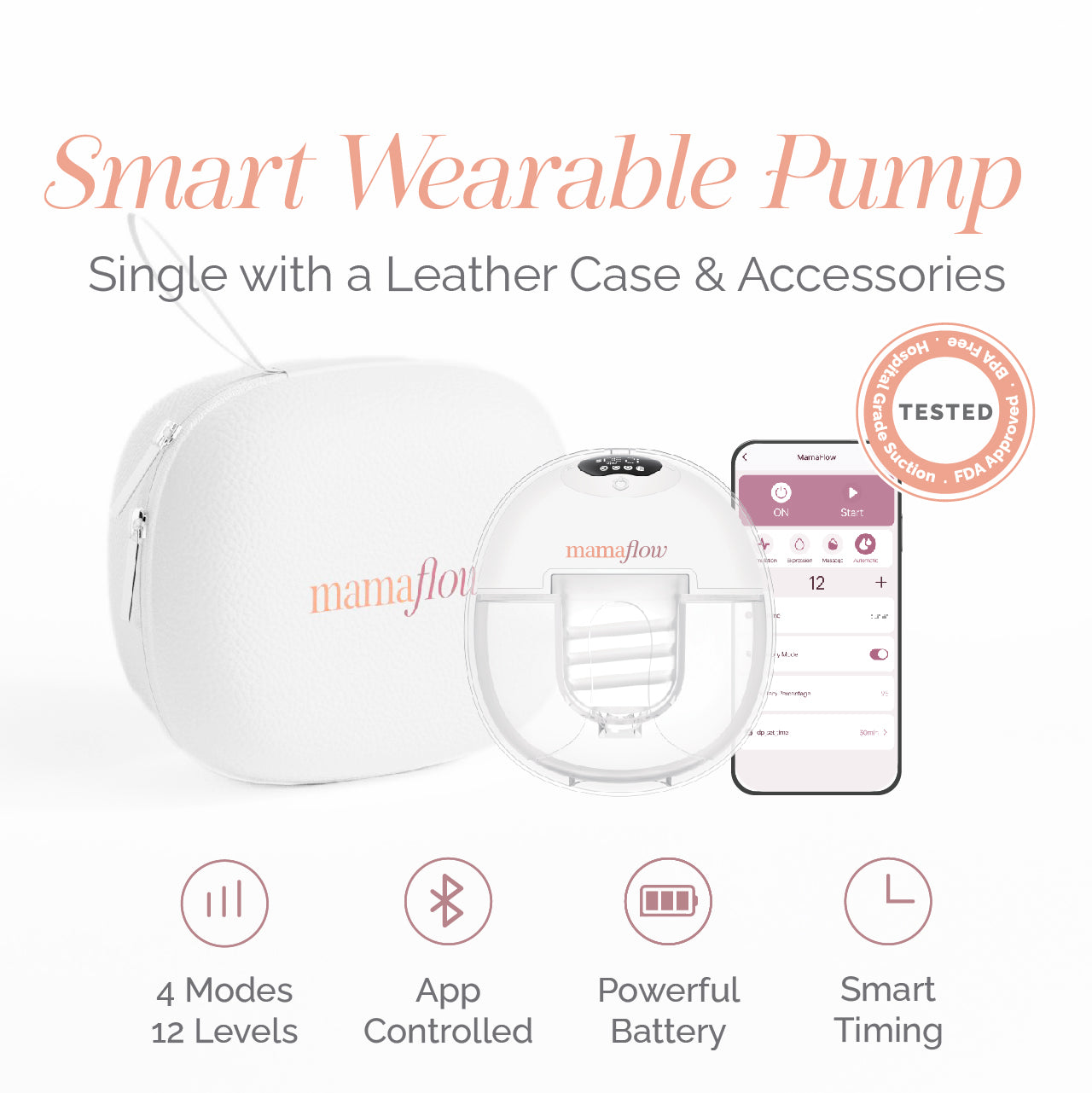 MamaFlow Single Smart Wearable Breast Pump with Case