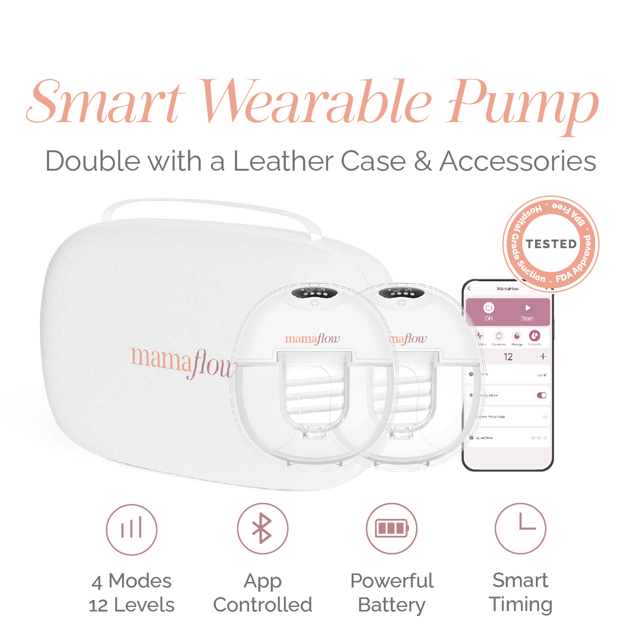 MamaFlow Double Smart Wearable Breast Pump With Case