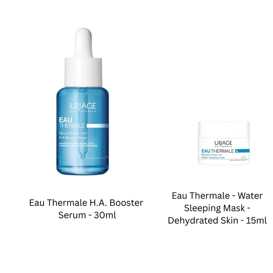 Uriage Eau Thermale H.A. Booster  Serum - 30ml + FREE Eau Thermale - Water Sleeping Mask - Dehydrated Skin - 15ml