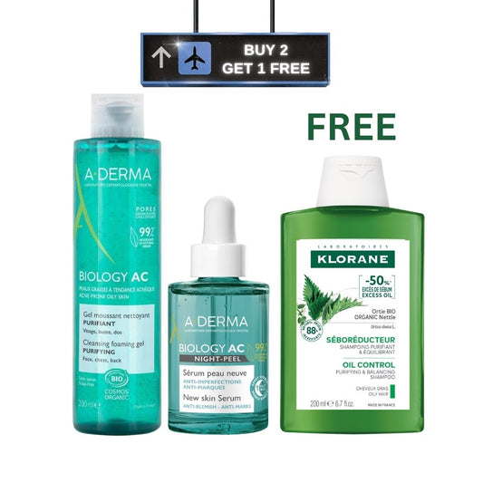 ADERMA BIOLOGY AC GEL 200ML + AC NIGHT PEEL NEW SKIN SERUM 30ML Free Zone