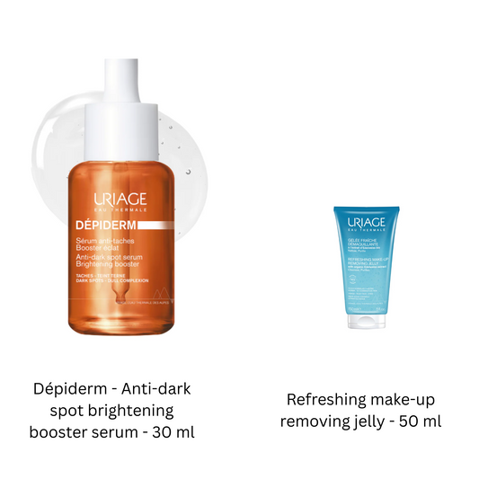 URIAGE Dépiderm - Anti-dark spot brightening booster serum - 30 ml + FREE Refreshing make-up removing jelly - 50 ml
