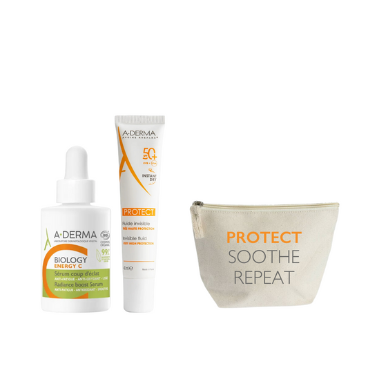 ADERMA PROTECT FLUIDE INVISIBLE SPF50+ 40ML + ADERMA BIOLOGY ENERGY C SERUM COUP D'ECLAT 30ML