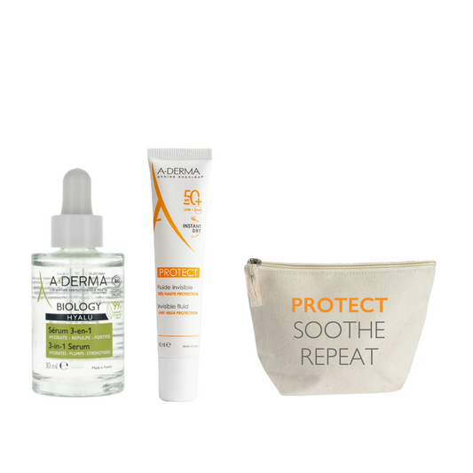 ADERMA PROTECT FLUIDE INVISIBLE SPF50+ 40ML + ADERMA BIOLOGY HYALU 3 IN 1 SERUM 30ML