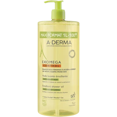 A-derma Exomega control emollient shower oil 1L