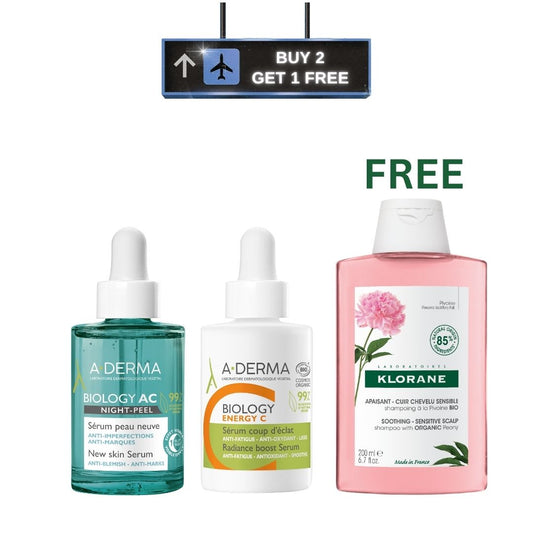 ADERMA BIOLOGY AC NIGHT PEEL NEW SKIN SERUM 30ML + ADERMA BIOLOGY HYALU 3 IN 1 SERUM 30ML Free zone