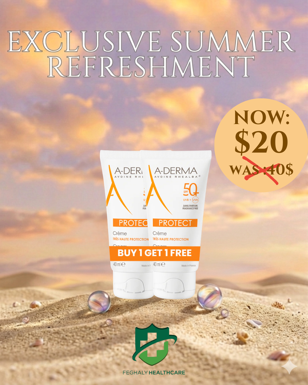 June offers Aderma creme 1+1  🍉 🍍 🍹