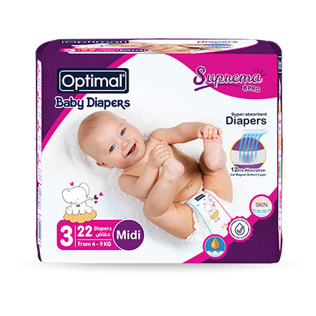 Optimal Baby Diapers 3 (4-9 Kg)-22 Pcs  Midi