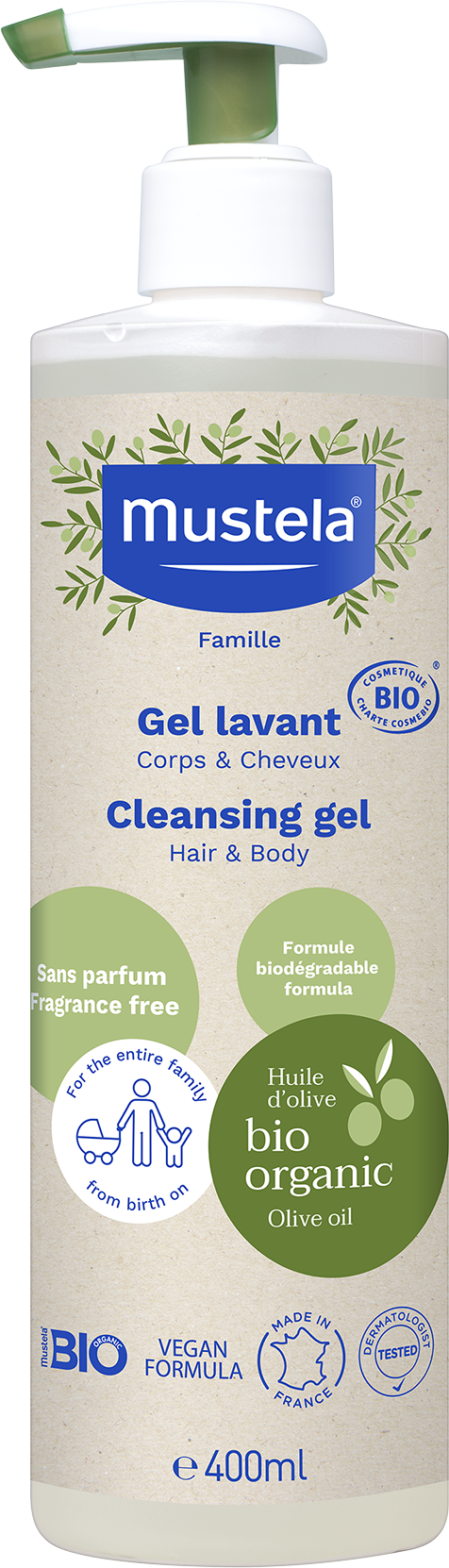 MUSTELA Gel Lavant certifiee bio 400ml/ Certified Organic Cleansing gel body & hair